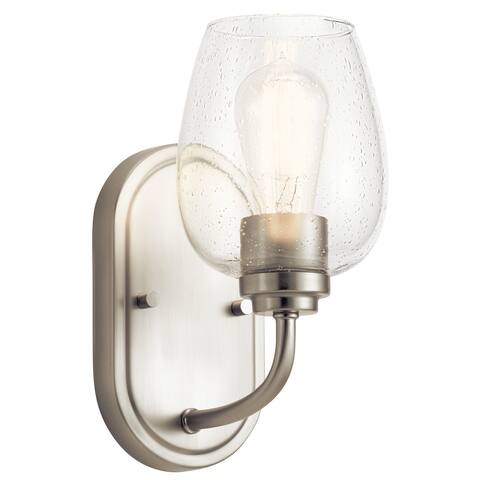 Kichler Valserrano 10 inch Wall Sconce 1 Light with Clear Seeded Glass in Brushed Nickel