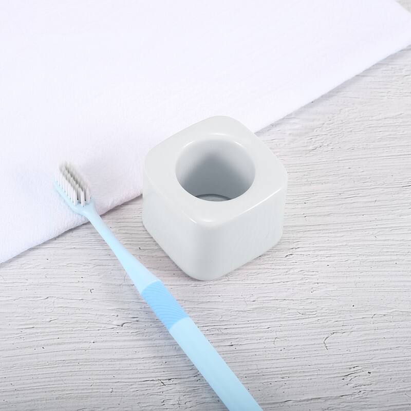Toothbrush Holder, Square Mini Ceramic Toothbrush Holder Electric Toothbrush Holder 2.20"x2.20"x1.73", for Bathroom - White