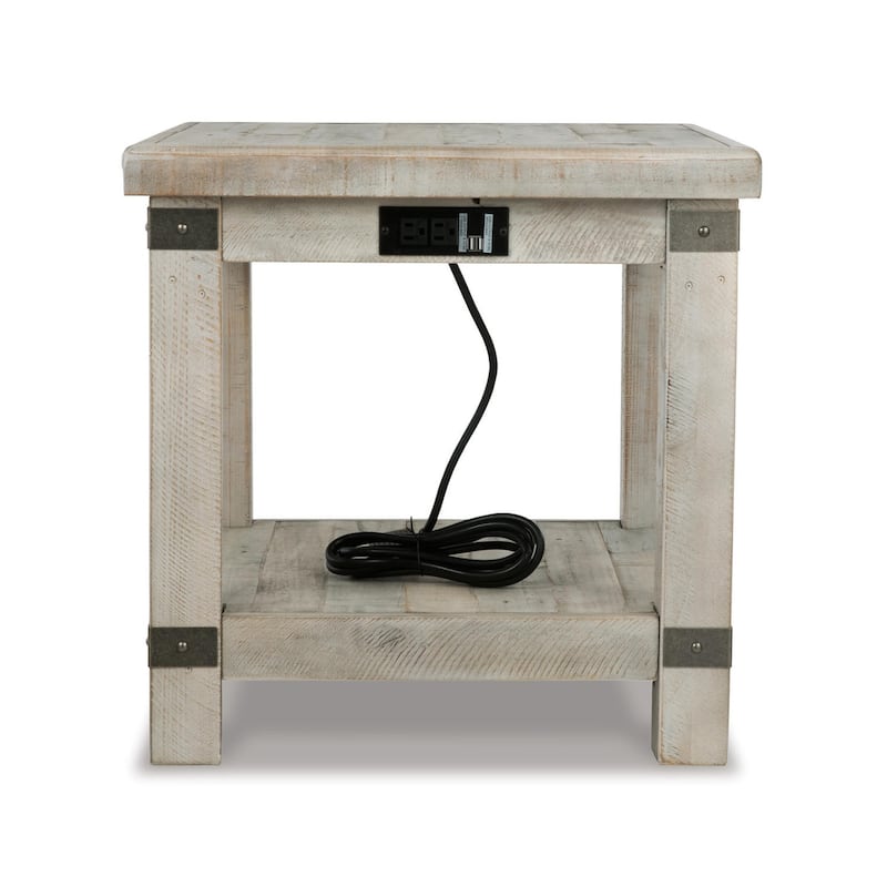 Carynhurst Casual Rectangular End Table White Wash Gray