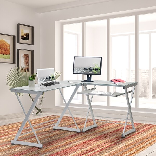 Tempered glass clearance computer table