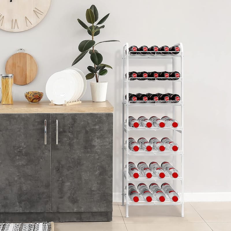 Water Bottle Organizer Vertical Free Standing Storage - White - 7 Tier
