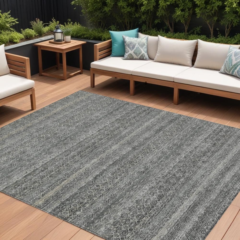 HomeRoots Striped Transitional Rectangle Outdoor Rug