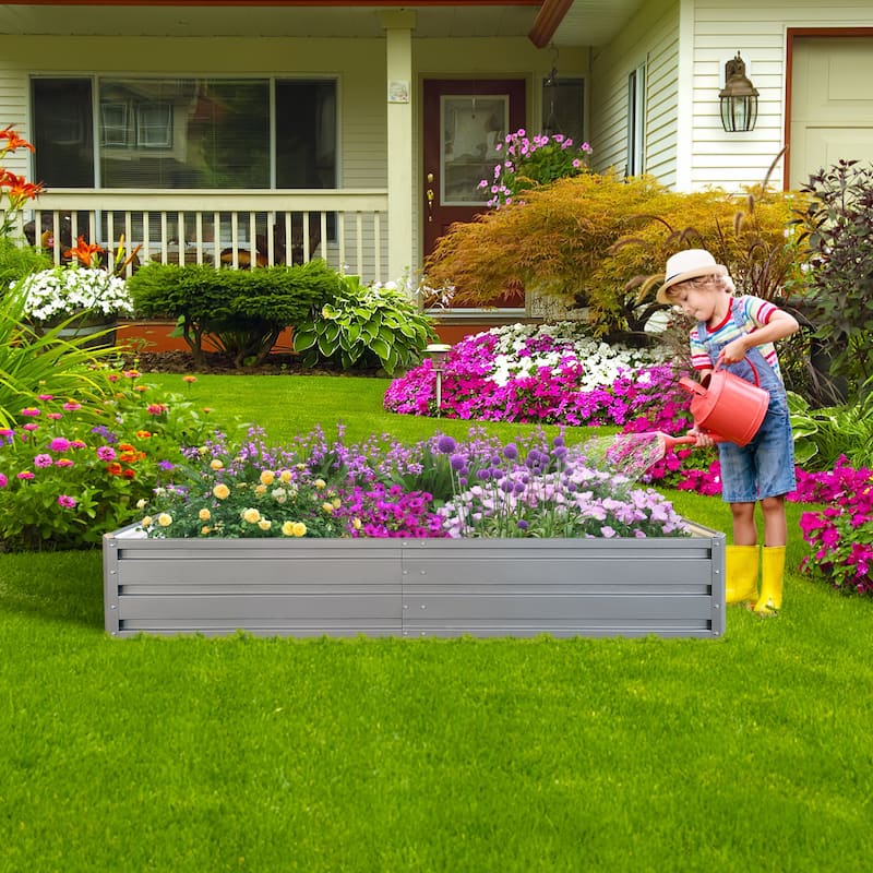 Modern Minimalist Garden Bed Patio Kit Planting Bed with Thickened Board, for Vegetables Flowers Herb - 8' x 10'