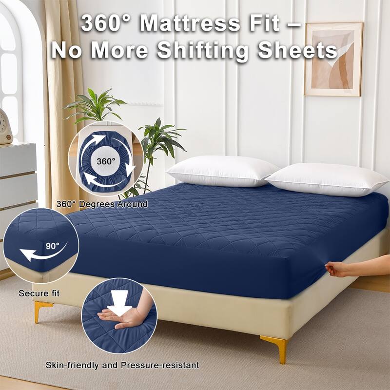 Ultra-Soft Waterproof Quilted Mattress Protector Mattress Pad Protector Cover,Multiple color(Pillowcase Not Included)