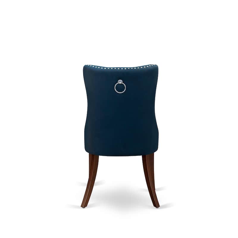 East West Furniture Dining Table Set Consists of a Round Kitchen Table and Padded Chairs, Mahogany (Pieces Options)