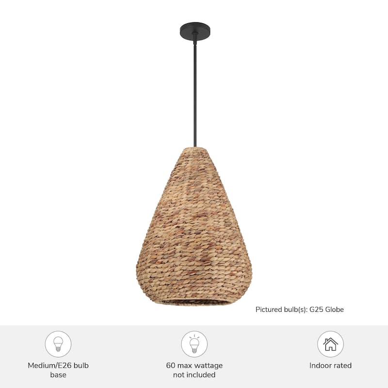 Hunter Cambria Boho Seagrass Pendant - Kitchen, Bedroom, Living Room, Dining Room, Entry - Transitional, Coastal
