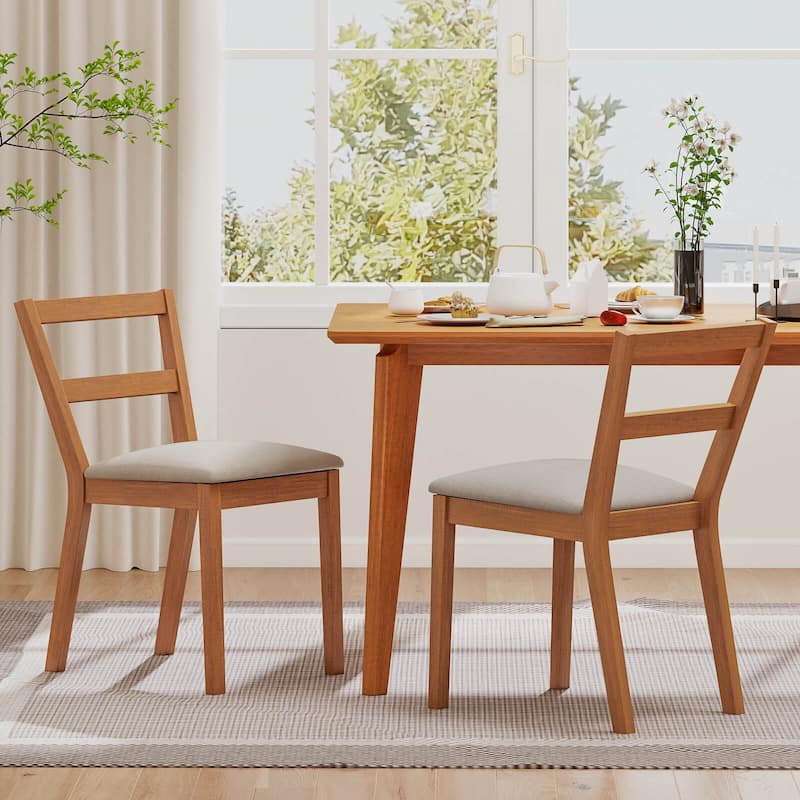 Costway Wooden Dining Chair Set of 2/4 Upholstered Seat & Breathable