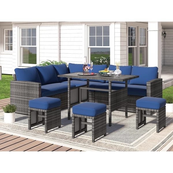 Shintenchi 5 Pieces Outdoor Patio Furniture Sets, Patio Sectional Sofa Couch, Furniture Modular Patio Conversation Sets Patio Sofa With Coffee Table