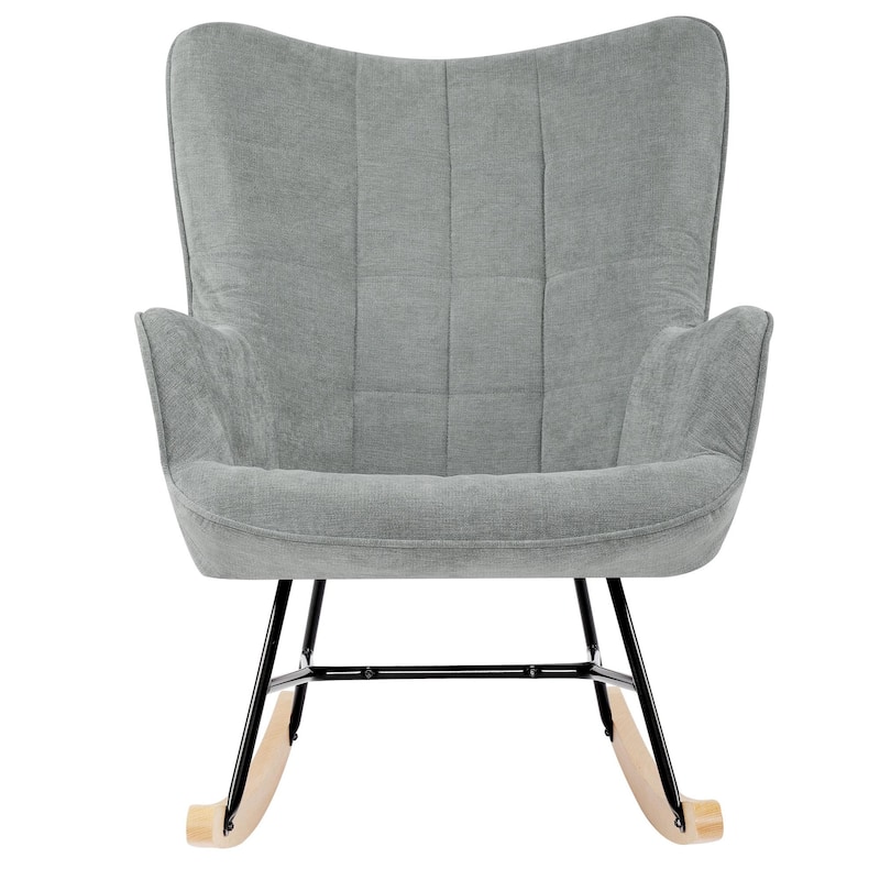 Velvet Rocking Chair Upholstered Recliner Comfy Accent Chair