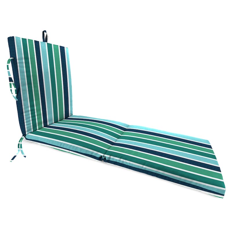 72" x 21" Blue Stripe Outdoor Chaise Lounge Cushion with Ties and Loop - 72'' L x 21'' W x 3'' H - Fitch Endive