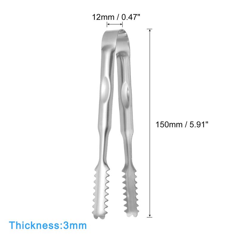Serving Tongs, 3pcs Stainless Steel Ice Tongs, Tiny Tongs, Silver - 6 Inch