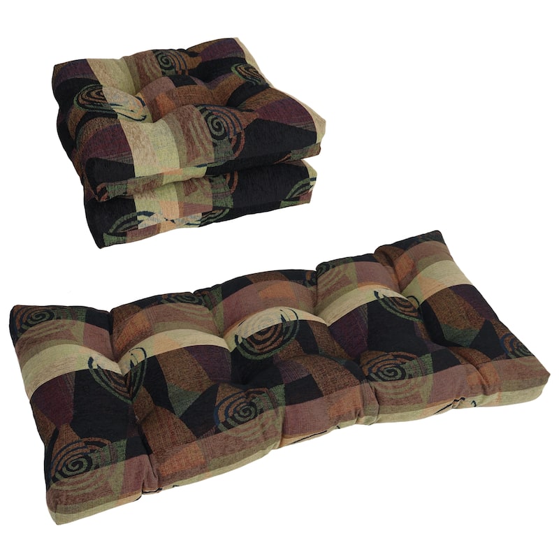 Jacquard Chenille Tufted Settee Cushions (Set of 3) - Dark Side of the Moon