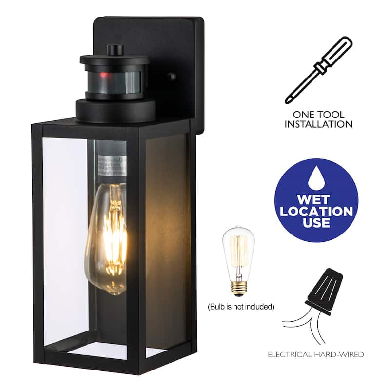 C Cattleya 2-Pack Motion Sensing Dusk to Dawn Matte Black Outdoor Wall Lantern