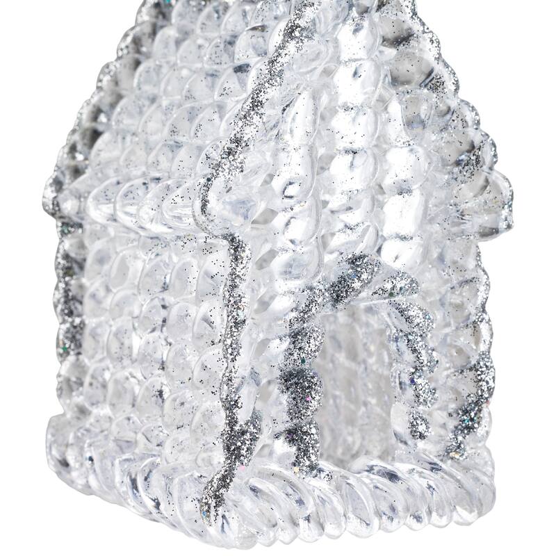 Glittered Acrylic Church Christmas Ornaments - 4.75" - Silver - 4ct