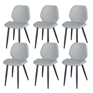 Metal Shell Chair Leather Dining Chair with Metal Legs, Shell Shape Upholstered Chair Set ...