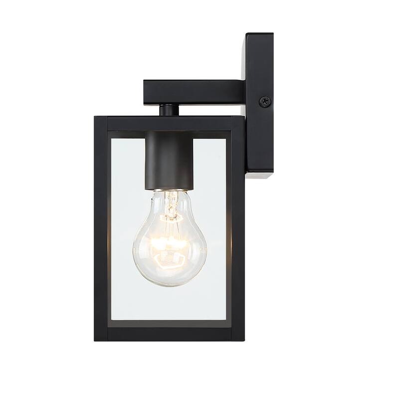 9.5 in. Black Outdoor Hardwired Wall Lantern Scone with Clear Glass Shade and No Bulbs Included - 1Pack - Black