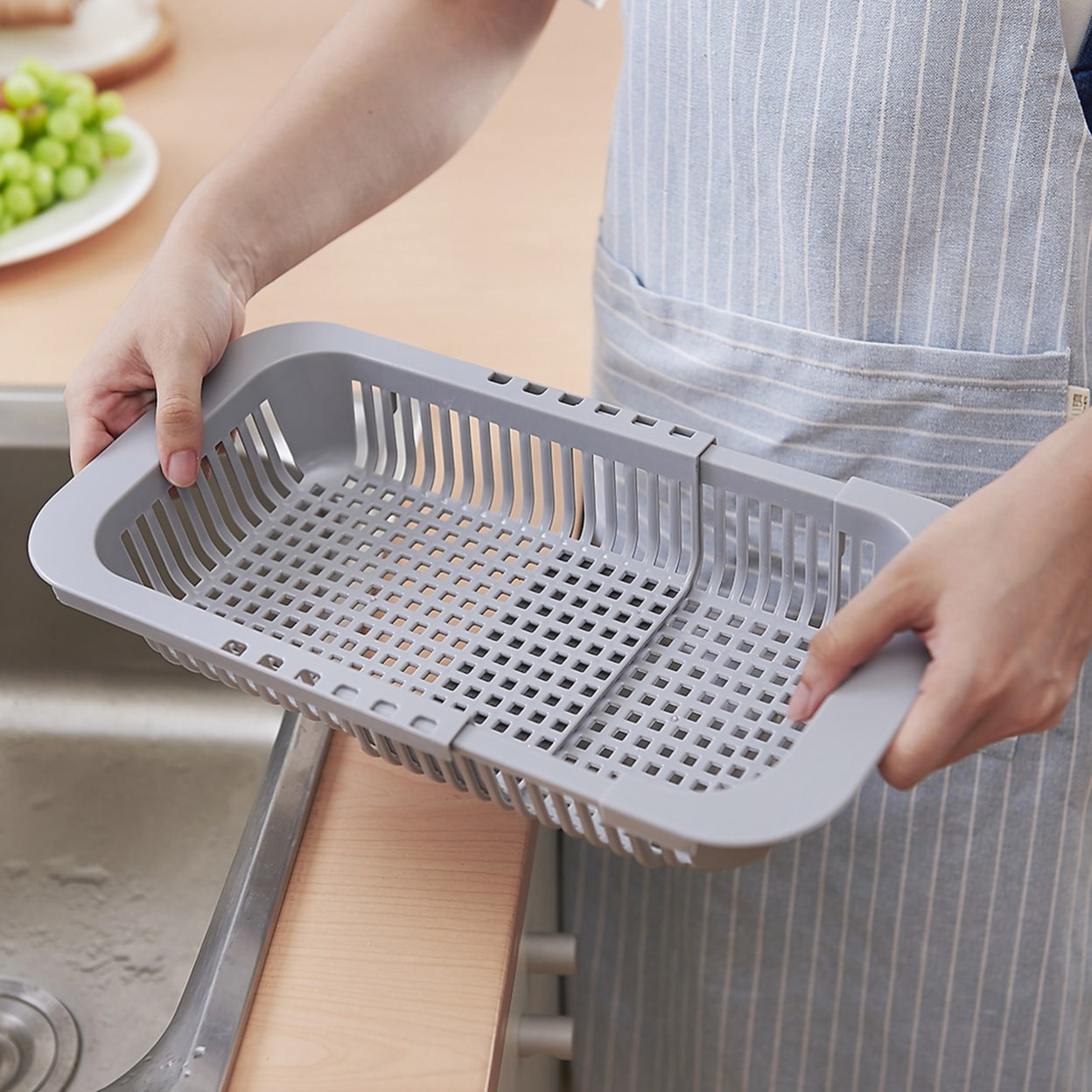 Kitchen Retractable Sink Drain Basket, Multifunctional Fruit And Vegetable  Washing Basket, Draining Dish Rack, Plastic Storage Rack