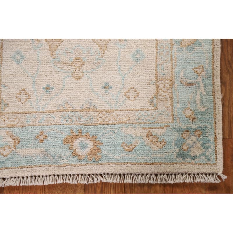 Hand Knotted Oriental 100% Wool Carpet Transitional Geometric Peach Oushak Area Rug - 2' 10'' X 1' 11''