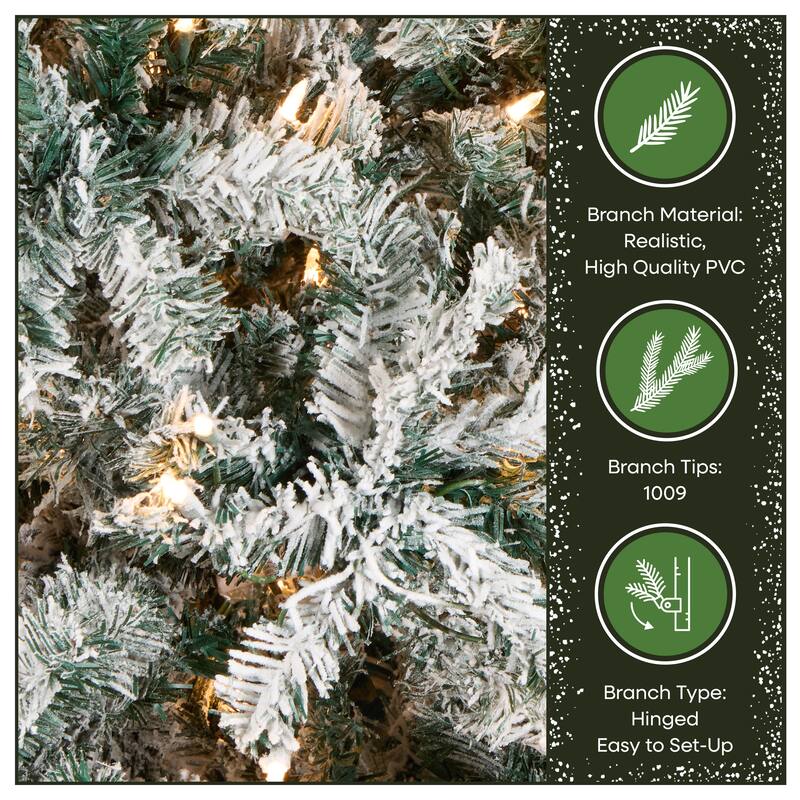 National Tree Company 7.5 ft. Acacia Flocked Tree with Clear Lights - 7.5 Foot