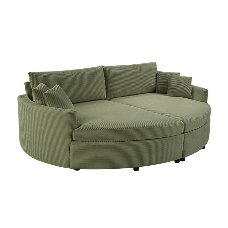 102.3" Oversized Double Chaise Lounge Sofa, Corduroy Upholstered Sleeper Sofa Bed 2 Seat Sofa Loveseat with USB Ports