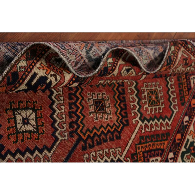 All-Over Geometric Bakhtiari Persian Area Rug Handmade Wool Carpet - 5'0"x 10'9"