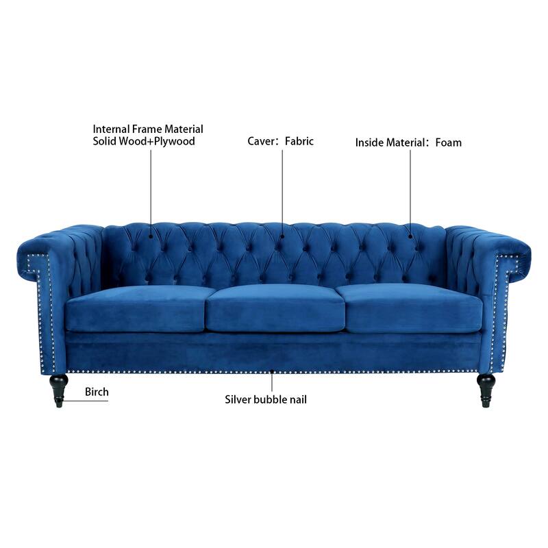 83.66'' Traditional Square Arm Removable Cushion Three Seater Sofa: Timeless Design, Functional Style.