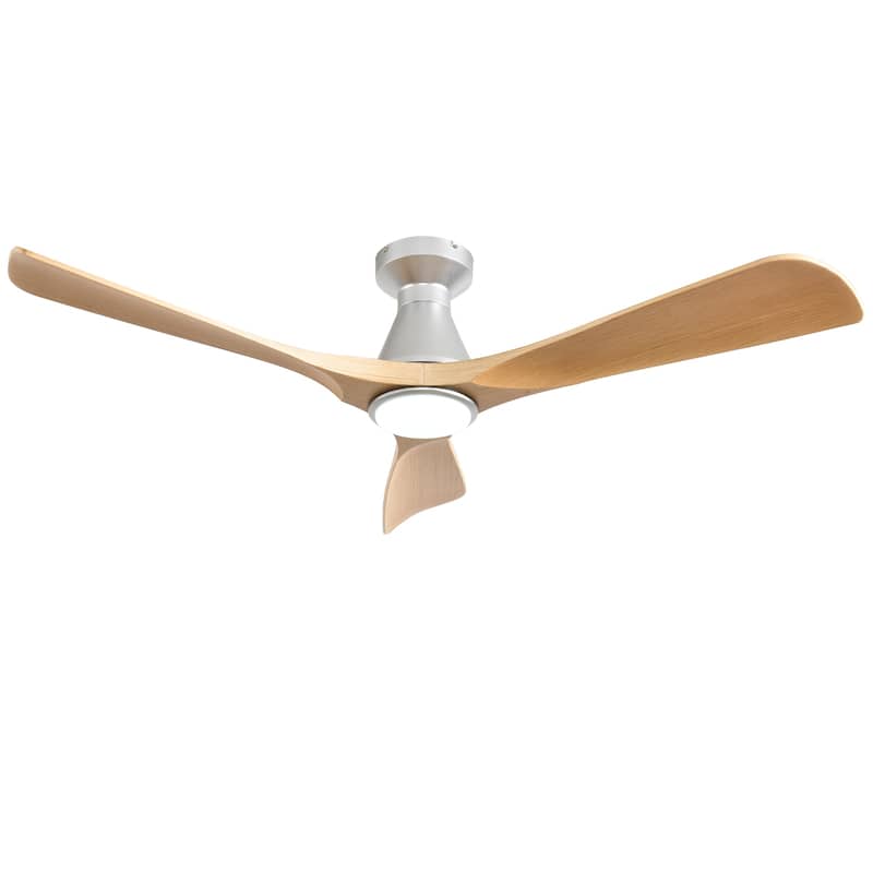 Ceiling Fans with Lights and APP: Flush Mount Low Profile Ceiling Fan for Bedroom - Dimmable Indoor Outdoor Fan - Wood - 52in