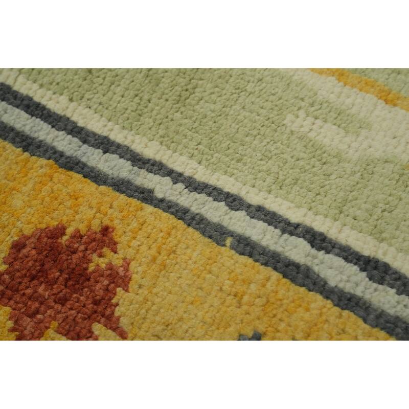 Geometric Gabbeh Vegetable Dye Turkish Area Rug Handmade Wool Carpet - 8' 10'' X 5' 11''