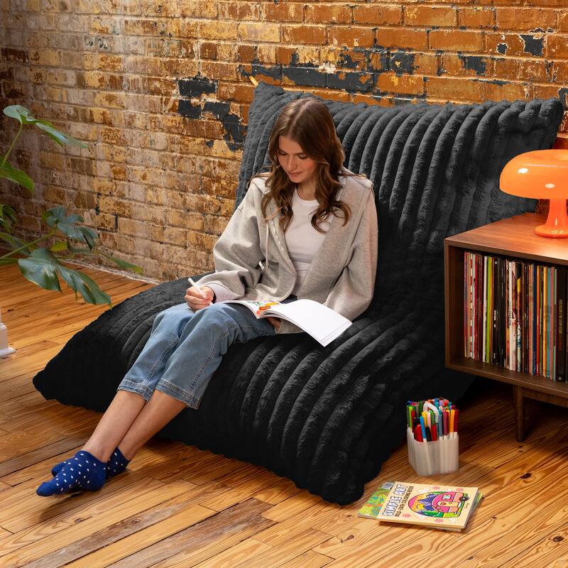 Pillow Saxx Bean Bag Rocking Chair - Elegant Oversized Rocker with Modern Wood Frame