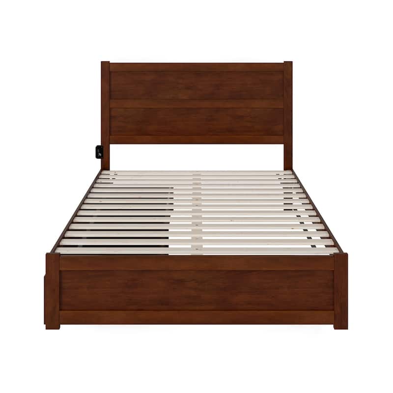 NoHo Queen Bed with Footboard and 2 Drawers in Walnut