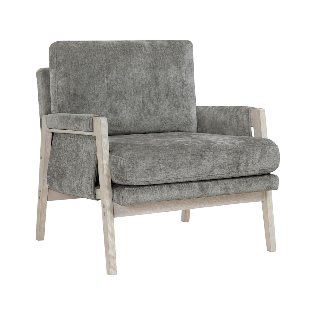 Mao Accent Armchair, Removable Cushion Cover, Brownish Gray Chenille