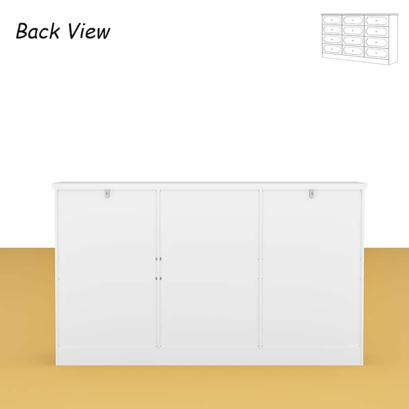 Modern 12-Drawer White Wooden Dresser for Bedroom and Living Room Storage