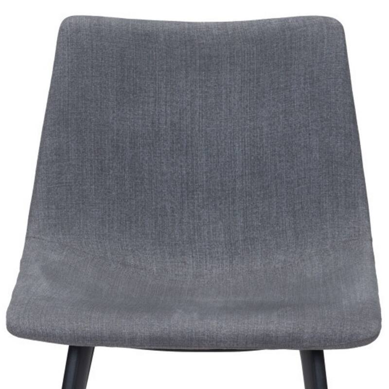 Set of 2 Modern Grey Dining Chairs with Upholstered Seat and Black Metal Legs for Living Room - 31.9”H x 18.5”W x 20.1”D