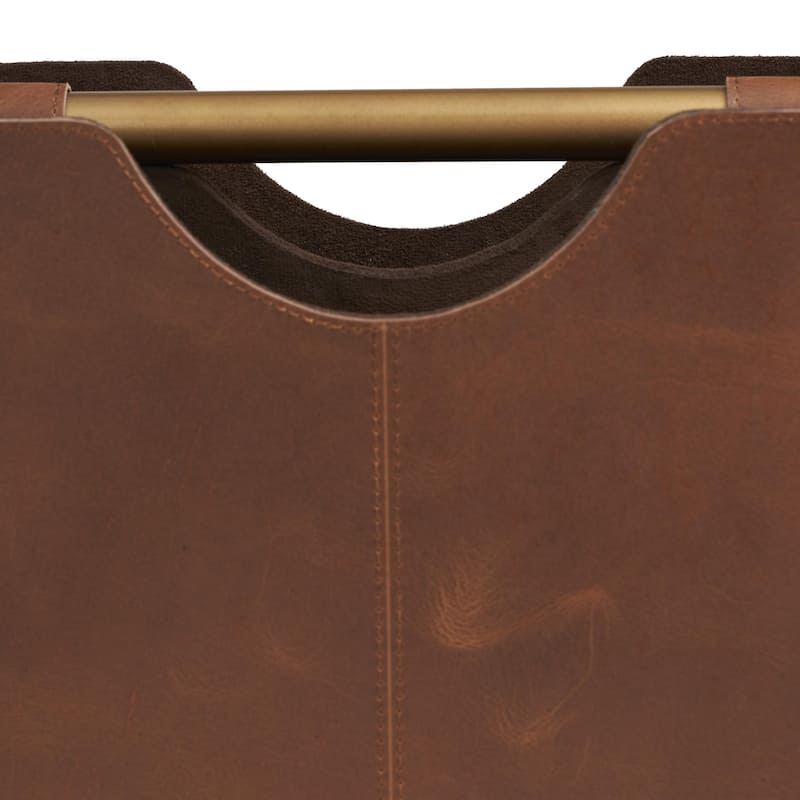Leather Magazine Holder with Divided Inside - Light Gray or Brown - Roche River Decor