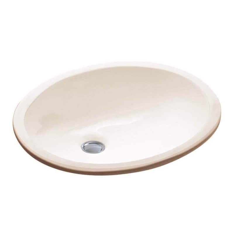 Fine Fixtures Undermount Vessel Bathroom Sink - 17" x 14" - Oval - Biscuit