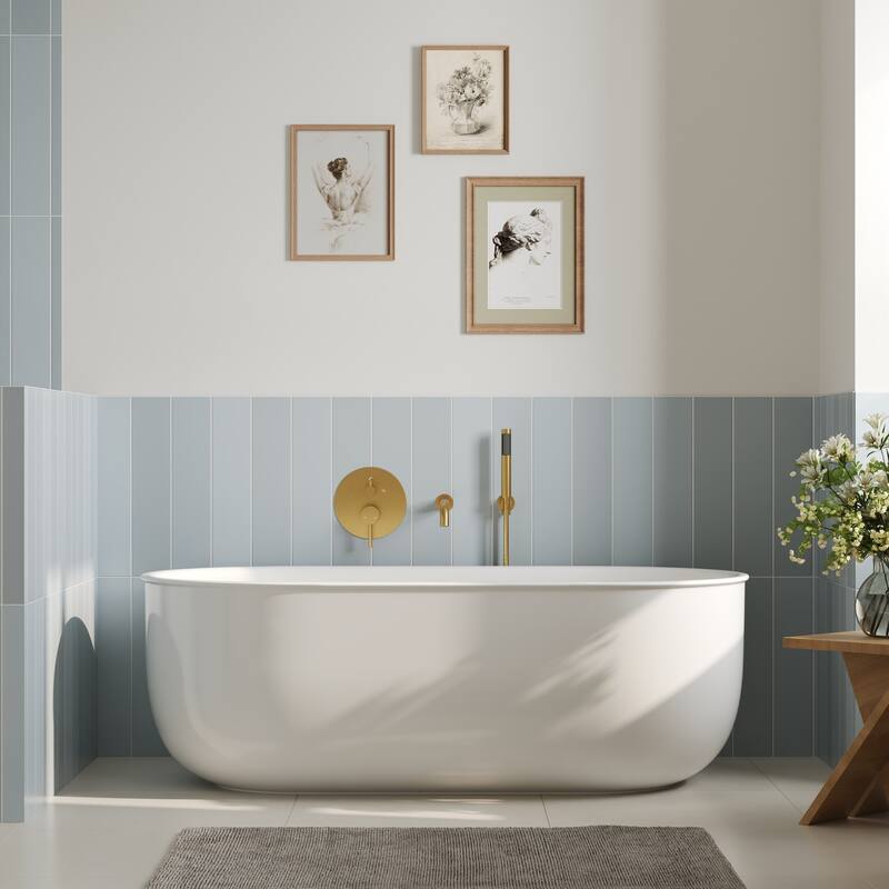 GRANDJOY Wall Mounted Tub Shower Faucet Set with Rotating Bathtub Spout and Handheld Shower