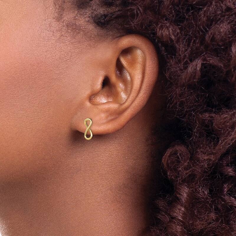 Curata 14k Yellow Gold Polished Infinity Post Earrings - 11.2x4.35mm