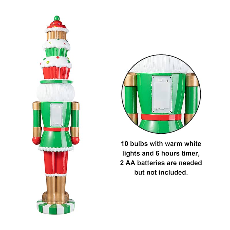 Glitzhome 28"H Lighted Resin Christmas Nutcracker Porch Decor with Timer - 28"