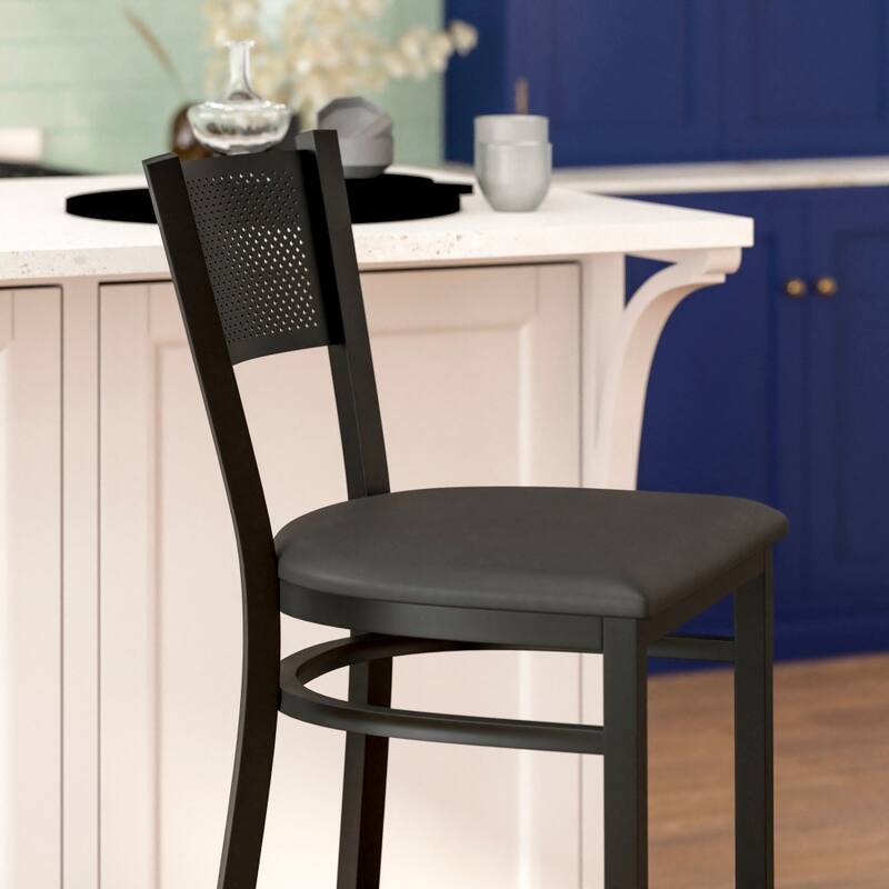 Grid Back Metal Restaurant Barstool - 19"W x 19.5"D x 42.25"H