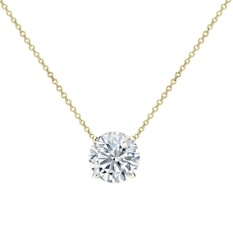 Auriya 14-karat Gold 0.50ctw Round Solitaire Lab Grown Diamond Necklace 4-Prong (H-I VS) - 0.5
