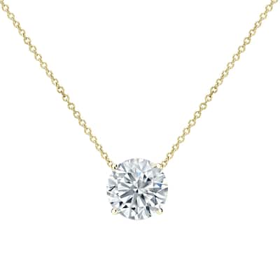 Auriya 14-karat Gold 1.50ctw Round Solitaire Lab Grown Diamond Necklace 4-Prong (D-E VVS) - 1.5