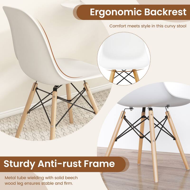Set of 4 Modern Dining Chairs with Beech Wood Legs and Ergonomic Backrest for Kitchen or Dining Room