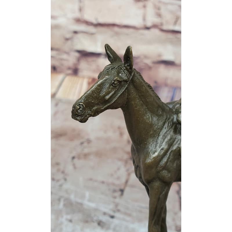 Horse Jockey Racing Equine Art Equestrian Collector Bronze Statue Sculpture Original 8 Inches X 6.5 Inches