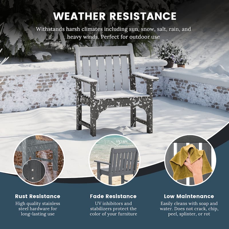 Laguna 6-Piece Outdoor Patio Rectangle Table Garden Arm Chair Dining Set With Bench