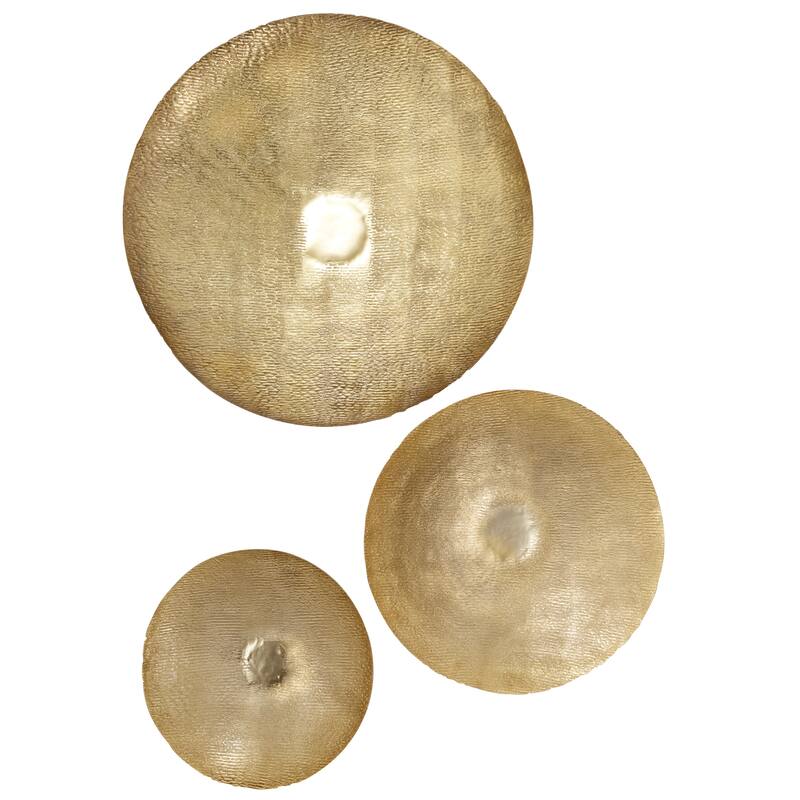 Metal Plate Large Metallic Disk Wall Decor - Set of 3 Bronze or Gold - Roche River Decor - Gold
