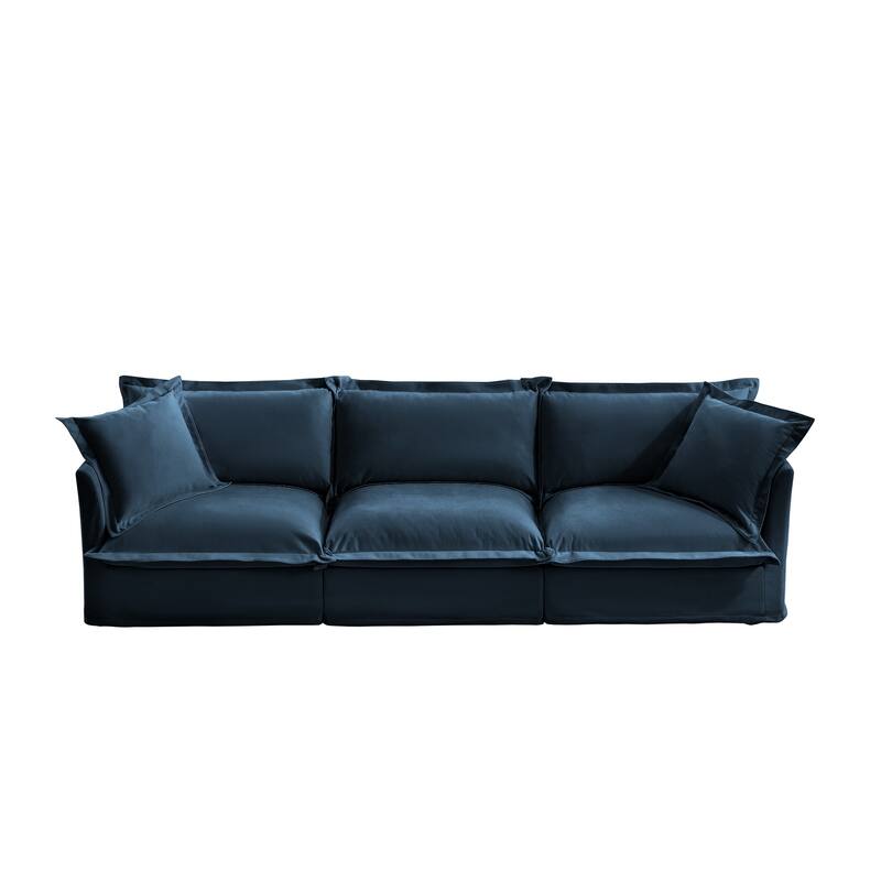 Modern 3 Seater Upholstered Sofa with 2 Pillows