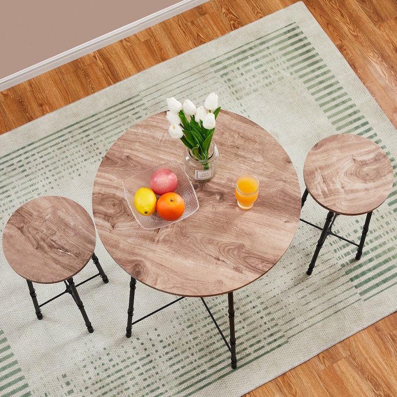 VECELO 3 Piece Pub Dining Table Set, Modern Round bar Table Set (Set of 3)