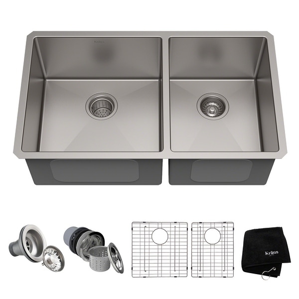 KRAUS Standart PRO Stainless Steel 33 in 60/40 Undermount Kitchen Sink. Opens flyout.