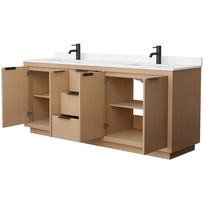 Wyndham Collection Maroni 80" Free Standing Double Basin Vanity Set