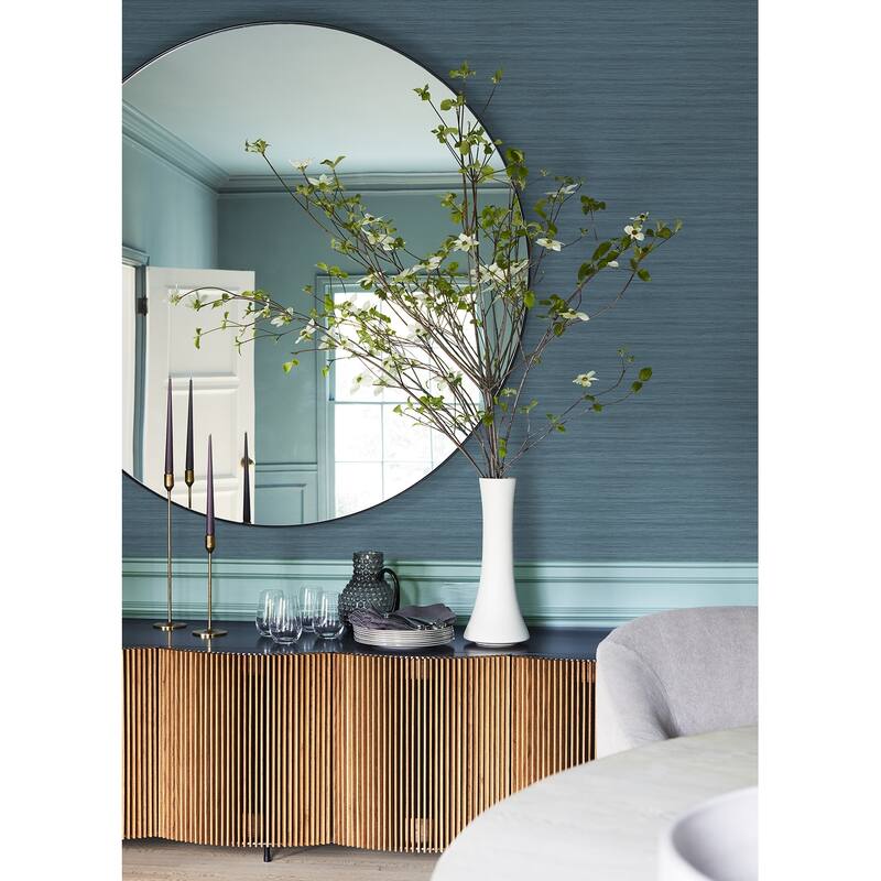 A-Street Prints Shantung Blue Silk Wallpaper